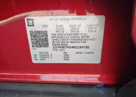 2021 Cadillac Xt5 Fwd Premium Luxury z USA, uszkodzony, nr VIN 1GYKNCRS4MZ194785